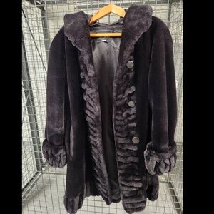 VINTAGE MAKSA FAUX FUR HOODED COAT Size S